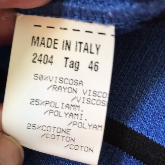 Stizzoli Italian made royal w black sheer stripes boxy crop sleeve cardi EUC - Picture 7 of 7